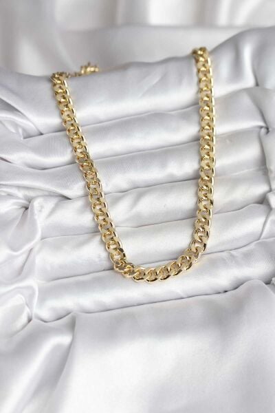 14K Gold Renk Kaplama Kalın Zincir Model CM Kadın Kolye