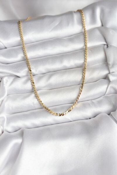 14K Gold Renk Kaplama Ezme Yılan Zincir Model CM Kadın Kolye