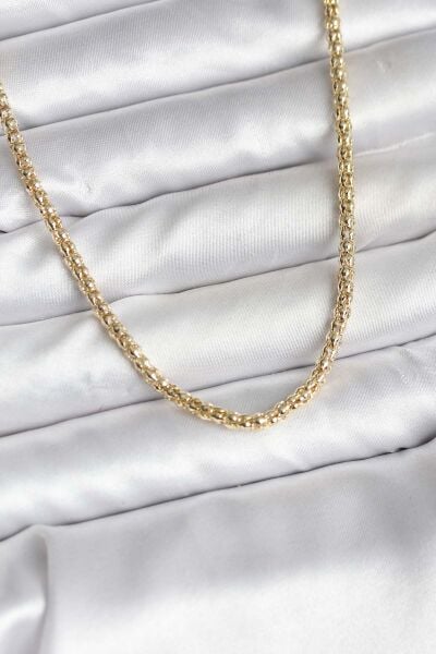 14K Gold Renk Kaplama Boru Zincir Model CM Kadın Kolye