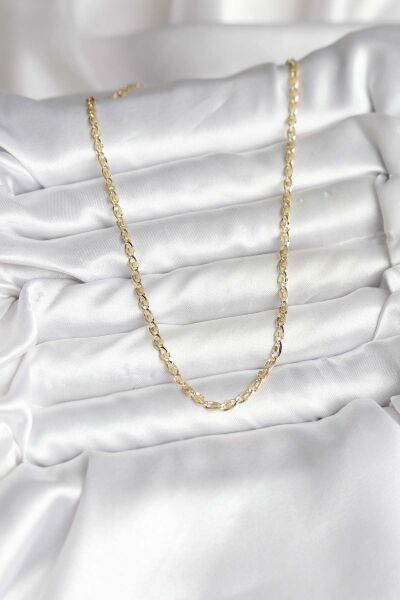 14K Gold Renk Kaplama Ezme Plaka Model CM Kadın Kolye