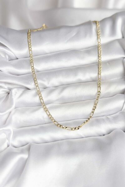 14K Gold Renk Kaplama Kuşgözü Zincir Model Pirinç CM Kadın Kolye