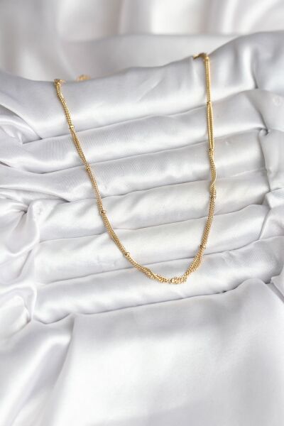 14K Gold Renk Kaplama Topçuk Zincirli Model CM Kadın Kolye