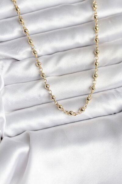 14K Gold Renk Kaplama Topçuklu Zincir Model CM Kadın Kolye