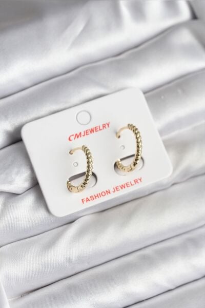 14K Gold Renk Kaplama Burgu Halka CM Kadın Küpe