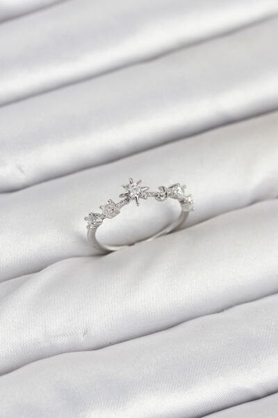 Pirinç Gümüş Renk Manifest Kadın Yüzük