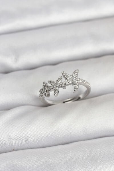 Pirinç Yıldız Model Gümüş Renk Kadın Yüzük