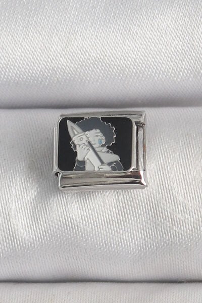 316L Çelik Gümüş Renk Siyah İşlemeli Portre Model Nomination Charm