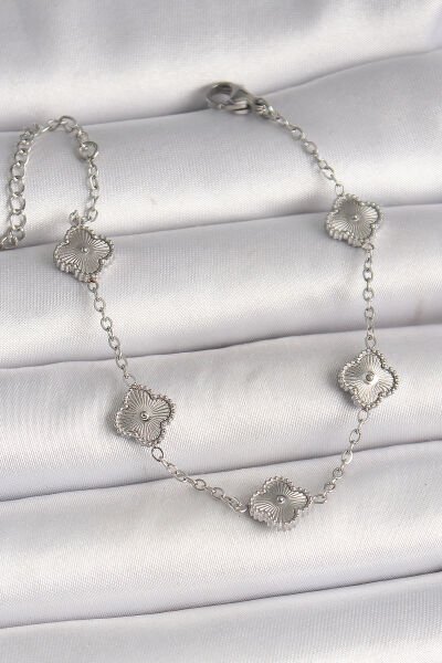 316L Çelik Gümüş Renk İşlemeli Baby Boy Yonca Model Kadın Bileklik