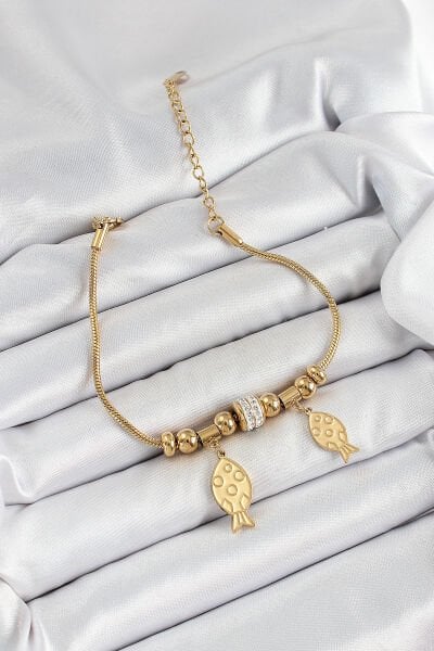 316L Çelik Gold Renk Balık Model Kadın Bileklik