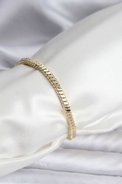 14K Gold Renk Kaplama Kare Zincir Model CM Kadın Bileklik