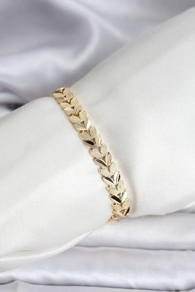 14K Gold Renk Kaplama Başak Model CM Kadın Bileklik