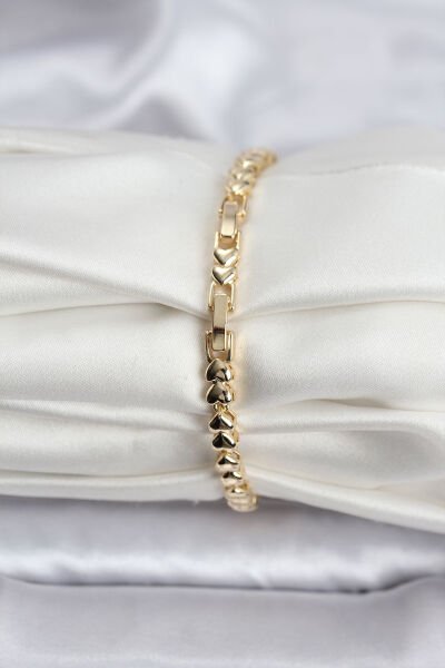 14K Gold Renk Kaplama Kalp Model CM Kadın Bileklik