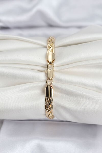 14K Gold Renk Kaplama Lazer Zincir Model CM Kadın Bileklik