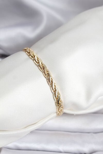 14K Gold Renk Kaplama Lazer Zincir Model CM Kadın Bileklik
