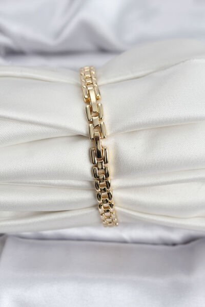 14K Gold Renk Kaplama Zirkon Kare Taşlı CM Kadın Bileklik