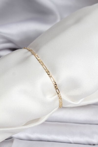 14K Gold Renk Kaplama Minimal Zincir Model CM Kadın Bileklik