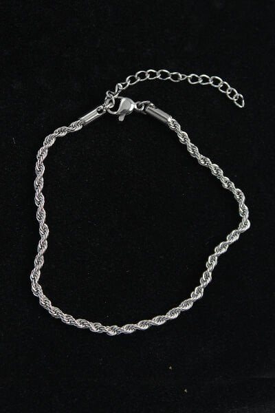 316L Çelik Burgu Model Gümüş Renk Erkek Bileklik