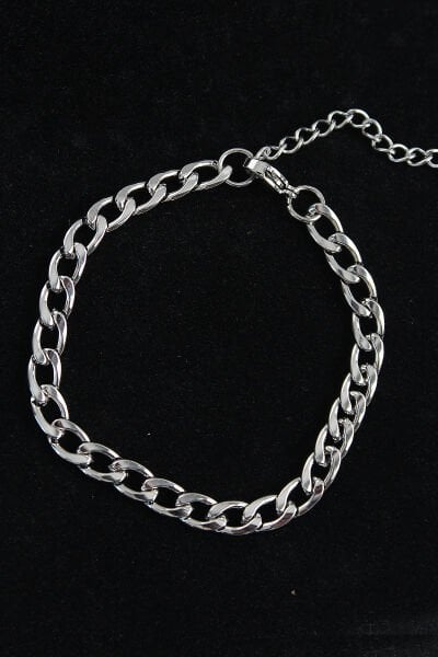 316L Çelik Kalın Klasik Model Gümüş Renk Erkek Bileklik