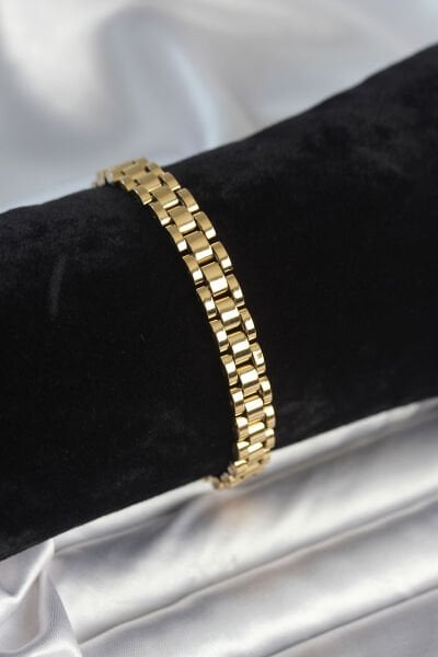 316L Çelik Gold Renk 7 mm Kalınlık Erkek Bileklik