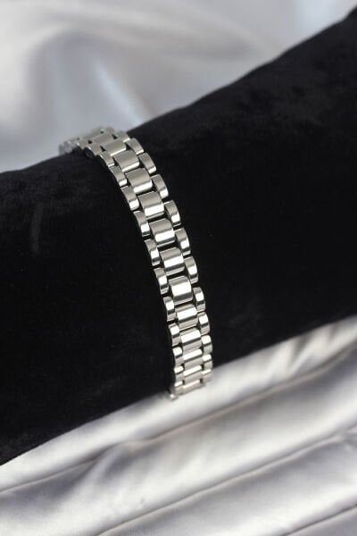 316L Çelik Gümüş Renk 9 mm Kalınlık Erkek Bileklik