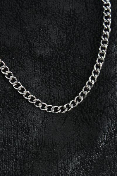 316L Çelik Klasik Oval Zincir Model Gümüş Renk Erkek Kolye