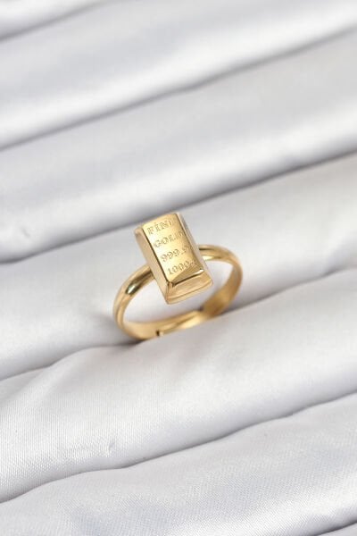 Pirinç Gold Renk Külçe Altın Model Kadın Yüzük