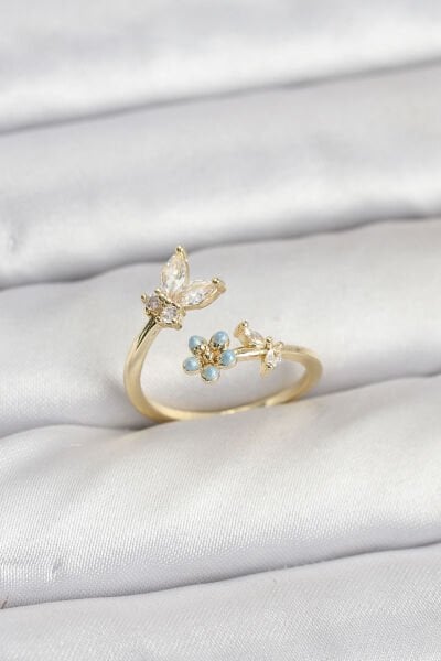 Pirinç Gold Renk Kelebek Model Kadın Yüzük